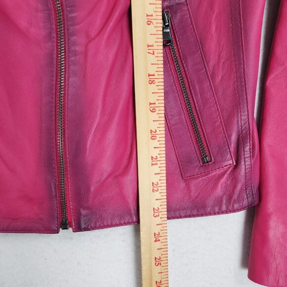 Women's Pink Leather Jacket - Picture 8 of 16